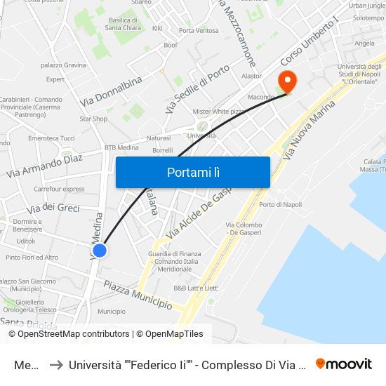 Medina to Università ""Federico Ii"" - Complesso Di Via Porta Di Massa map