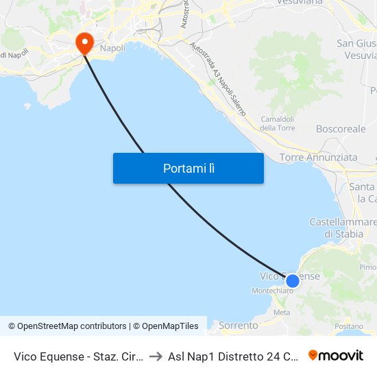 Vico Equense - Staz. Circumvesuviana to Asl Nap1 Distretto 24 Centro Vaccinale map