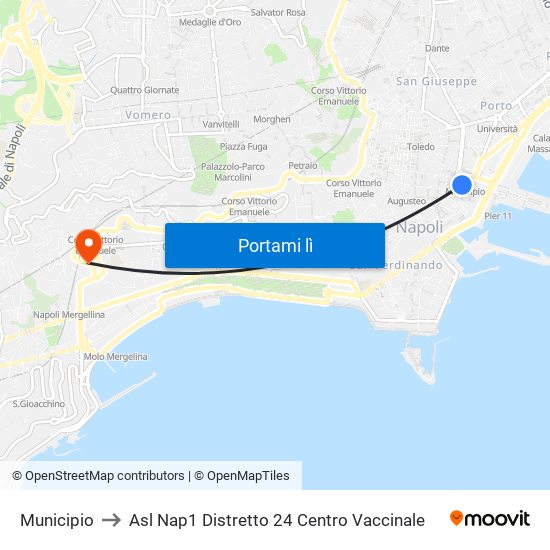 Municipio to Asl Nap1 Distretto 24 Centro Vaccinale map