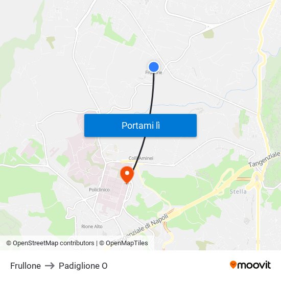 Frullone to Padiglione O map
