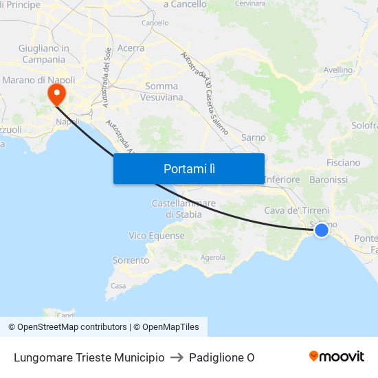 Lungomare Trieste Municipio to Padiglione O map