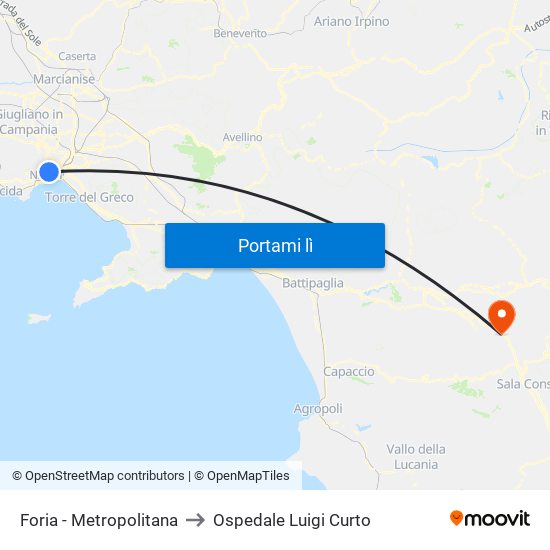 Foria - Metropolitana to Ospedale Luigi Curto map