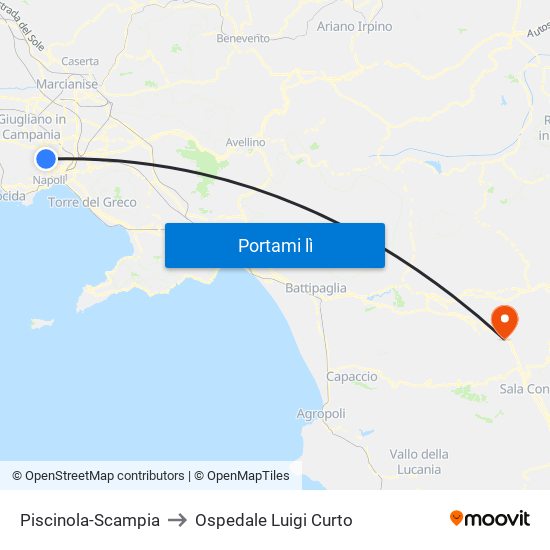 Piscinola-Scampia to Ospedale Luigi Curto map