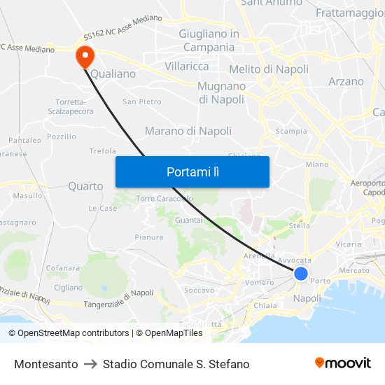 Montesanto to Stadio Comunale S. Stefano map