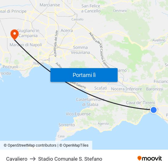 Cavaliero to Stadio Comunale S. Stefano map