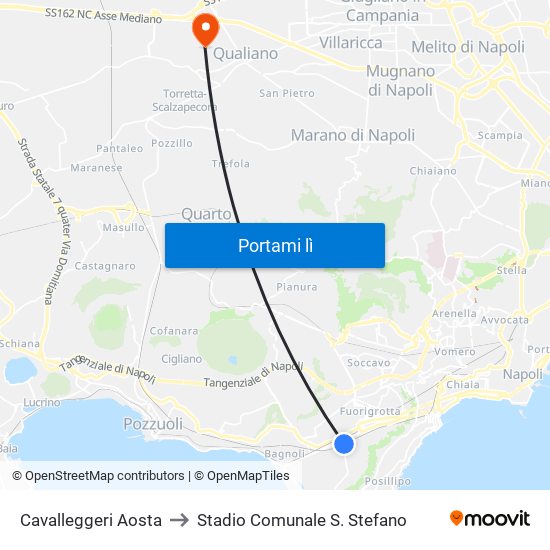 Cavalleggeri Aosta to Stadio Comunale S. Stefano map
