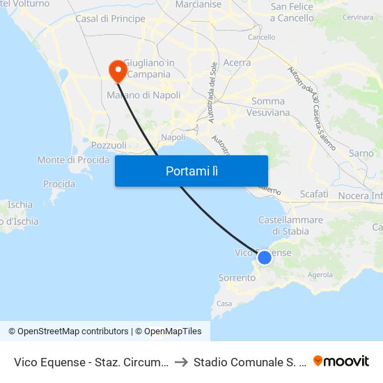 Vico Equense - Staz. Circumvesuviana to Stadio Comunale S. Stefano map