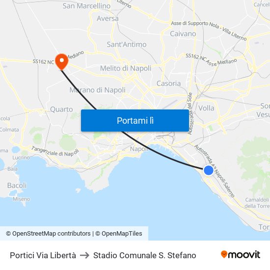 Portici Via Libertà to Stadio Comunale S. Stefano map