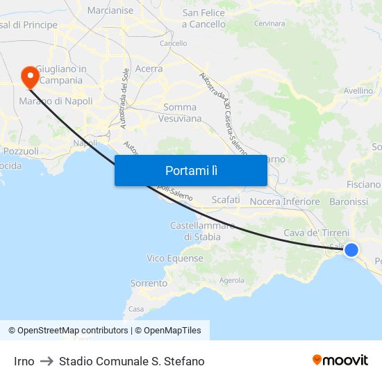 Irno to Stadio Comunale S. Stefano map