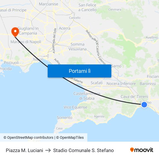 Piazza M. Luciani to Stadio Comunale S. Stefano map