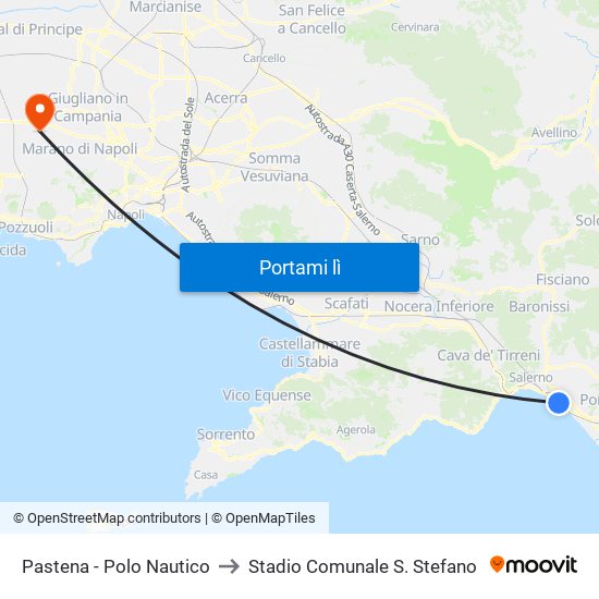 Pastena  - Polo Nautico to Stadio Comunale S. Stefano map