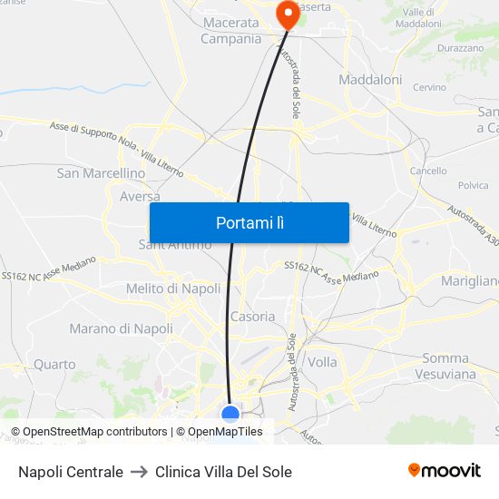 Napoli Centrale to Clinica Villa Del Sole map