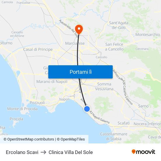 Ercolano Scavi to Clinica Villa Del Sole map