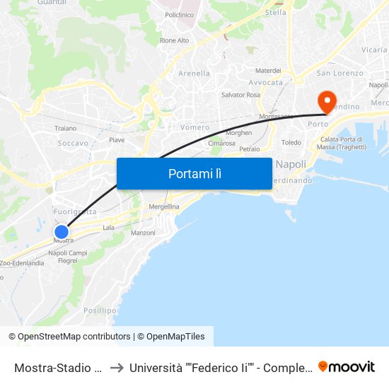 Mostra-Stadio Maradona to Università ""Federico Ii"" - Complesso Sede Centrale map