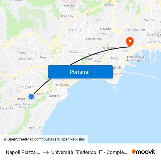 Napoli Piazza Leopardi to Università ""Federico Ii"" - Complesso Sede Centrale map