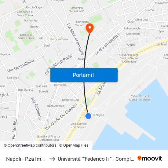 Napoli - P.za Immacolatella to Università ""Federico Ii"" - Complesso Sede Centrale map