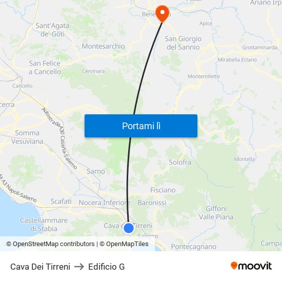 Cava Dei Tirreni to Edificio G map