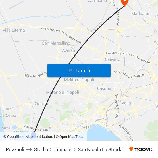 Pozzuoli to Stadio Comunale Di San Nicola La Strada map