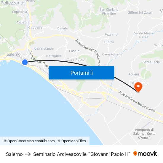 Salerno to Seminario Arcivescovile ""Giovanni Paolo Ii"" map