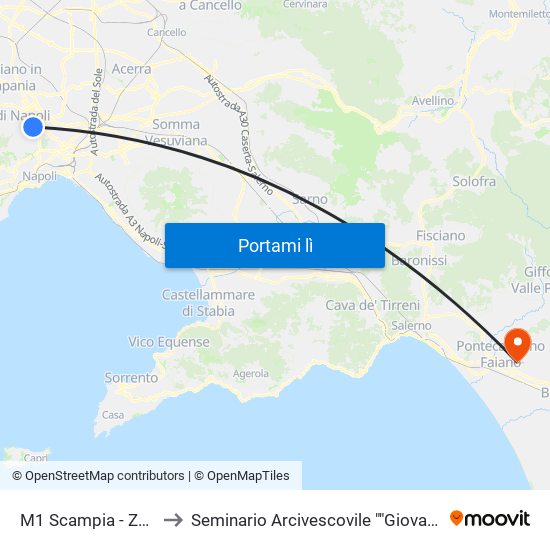 M1 Scampia - Zuccarini to Seminario Arcivescovile ""Giovanni Paolo Ii"" map