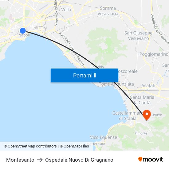 Montesanto to Ospedale Nuovo Di Gragnano map