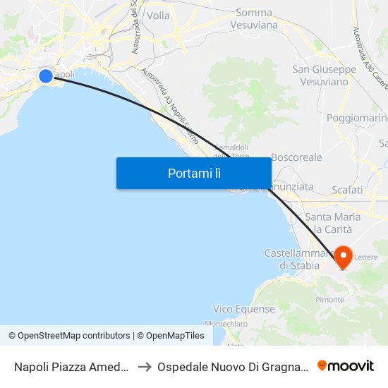 Napoli Piazza Amedeo to Ospedale Nuovo Di Gragnano map