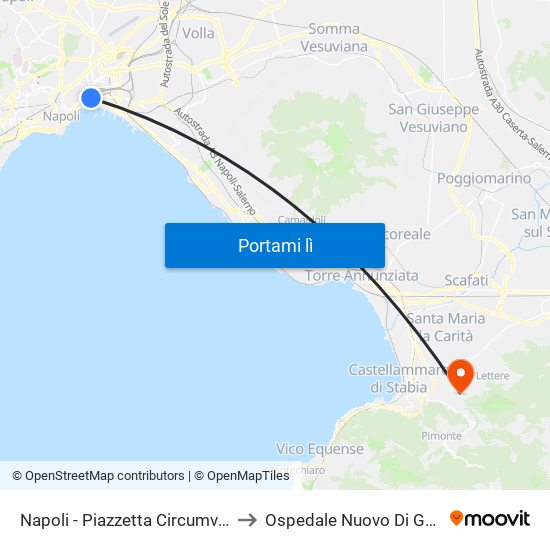 Napoli - Piazzetta Circumvesuviana to Ospedale Nuovo Di Gragnano map