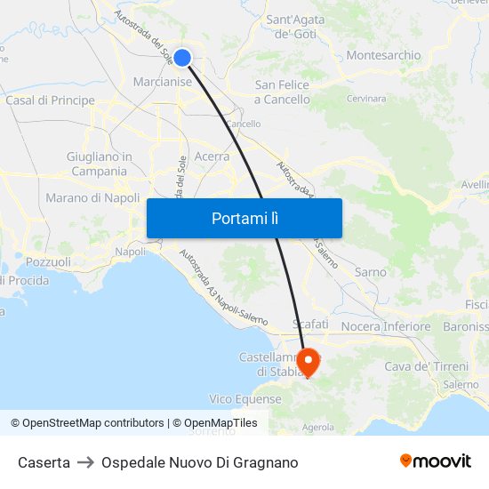 Caserta to Ospedale Nuovo Di Gragnano map