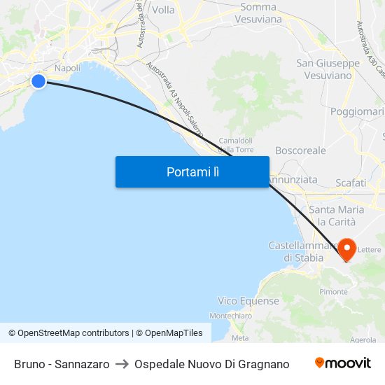 Bruno - Sannazaro to Ospedale Nuovo Di Gragnano map