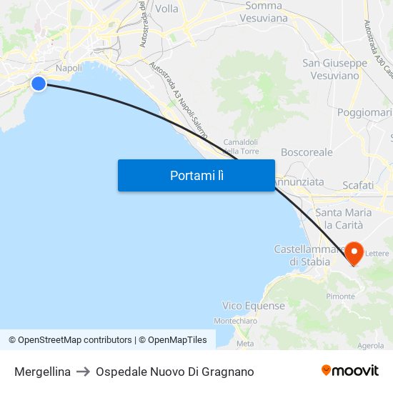Mergellina to Ospedale Nuovo Di Gragnano map