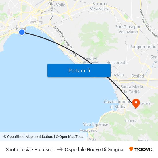 Santa Lucia - Plebiscito to Ospedale Nuovo Di Gragnano map