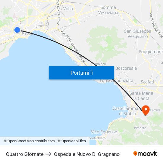 Quattro Giornate to Ospedale Nuovo Di Gragnano map