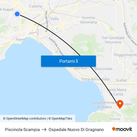 Piscinola-Scampia to Ospedale Nuovo Di Gragnano map