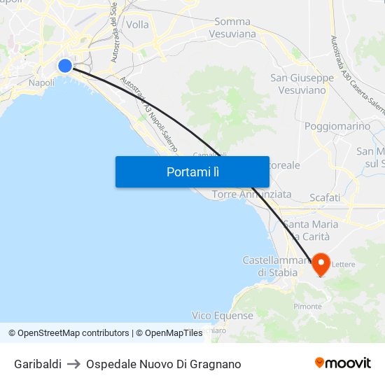 Garibaldi to Ospedale Nuovo Di Gragnano map