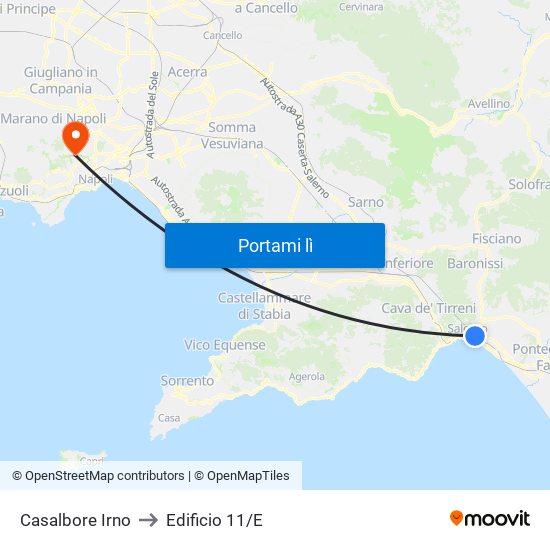 Casalbore Irno to Edificio 11/E map
