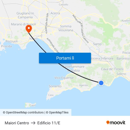 Maiori Centro to Edificio 11/E map