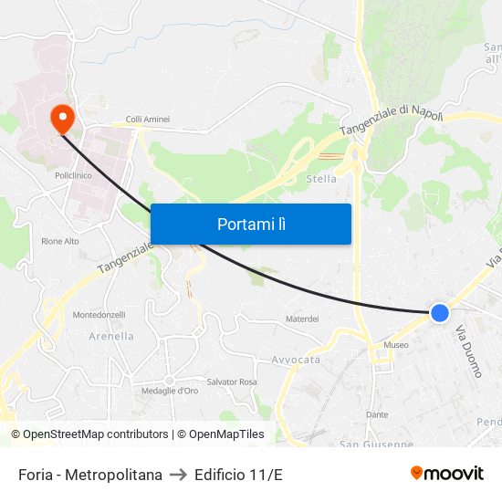 Foria - Metropolitana to Edificio 11/E map