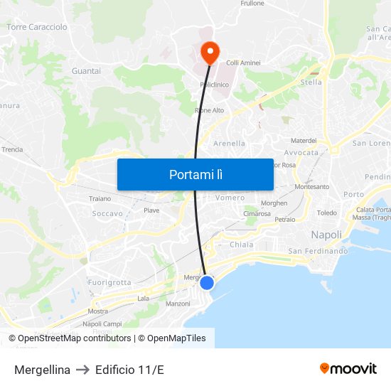 Mergellina to Edificio 11/E map