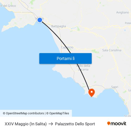 XXIV Maggio  (In Salita) to Palazzetto Dello Sport map