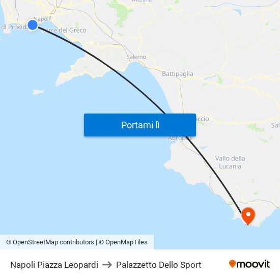 Napoli Piazza Leopardi to Palazzetto Dello Sport map