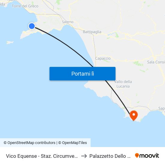 Vico Equense - Staz. Circumvesuviana to Palazzetto Dello Sport map