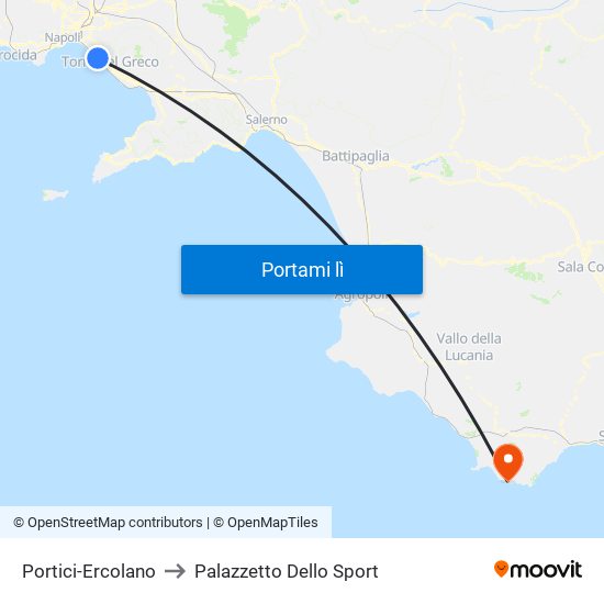 Portici-Ercolano to Palazzetto Dello Sport map
