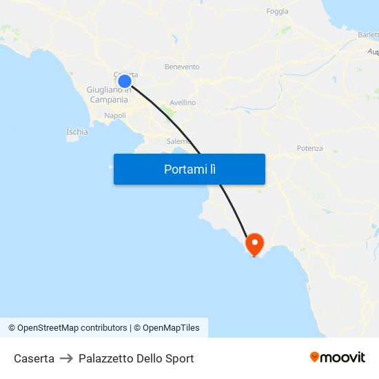 Caserta to Palazzetto Dello Sport map