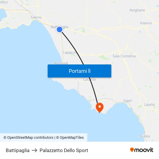 Battipaglia to Palazzetto Dello Sport map