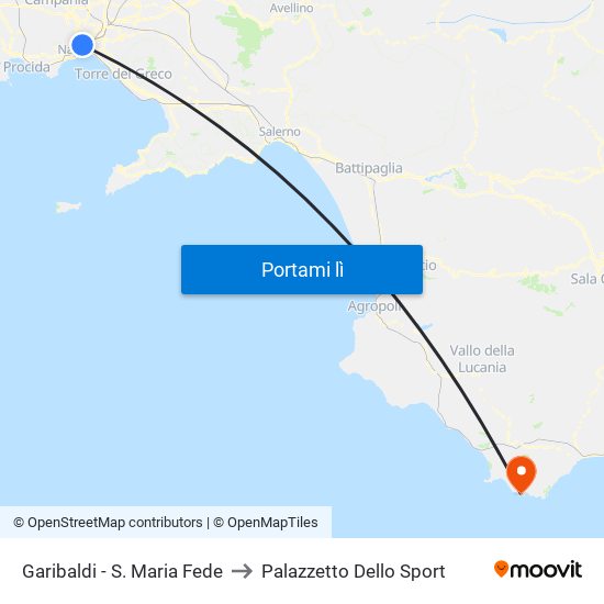 Garibaldi - S. Maria Fede to Palazzetto Dello Sport map