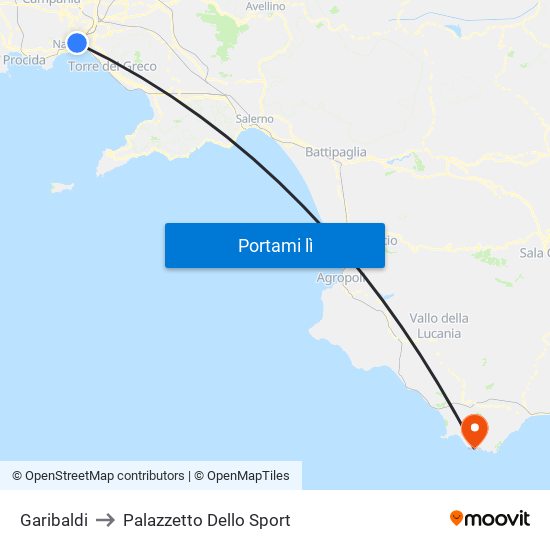 Garibaldi to Palazzetto Dello Sport map