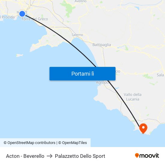 Acton - Beverello to Palazzetto Dello Sport map