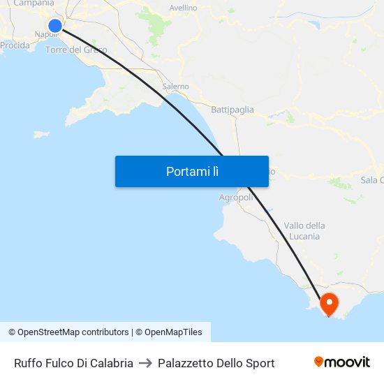 Ruffo Fulco Di Calabria to Palazzetto Dello Sport map