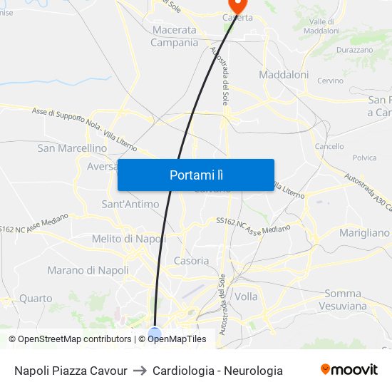 Napoli Piazza Cavour to Cardiologia - Neurologia map