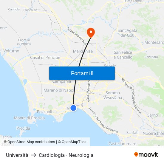 Università to Cardiologia - Neurologia map